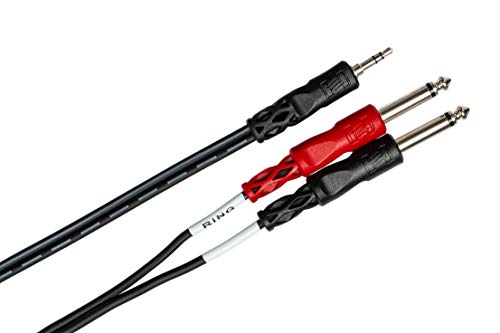 HOSA MHE-310 3.5 mm TRS(Female) to 1/4" TRS(Male) Headphone Adaptor Cable, 10 Feet Black & Hosa CMP-159 3.5 mm TRS to Dual 1/4" TS Stereo Breakout Cable, 10 Feet, Black, 1-Pack