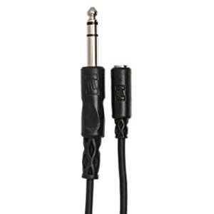 HOSA MHE-310 3.5 mm TRS(Female) to 1/4" TRS(Male) Headphone Adaptor Cable, 10 Feet Black & Hosa CMP-159 3.5 mm TRS to Dual 1/4" TS Stereo Breakout Cable, 10 Feet, Black, 1-Pack
