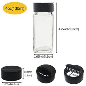 BPFY 12 Pack 4oz Glass Spice Jars With Shaker Lids, Square Spice Bottles, Chalk Labels, Pen, Silicone Collapsible Funnel, Spice Containers For Kitchen Cabinet