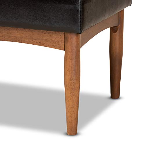 Baxton Studio Sanford Dining Bench Dark Brown Faux Leather Upholstered and Walnut Brown Finished Wood Dining Bench