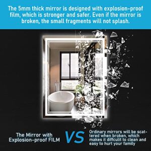 IOWVOE LED Bathroom Mirror 36 x 28 Lighted Vanity Makeup Mirror with Front Light, Wall Mounted Dimmable Mirrors with Anti-Fog, Memory Function (Horizontal/Vertical)