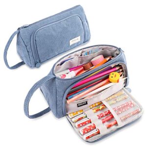 isuperb big capacity pencil case corduroy large pencil pouch portable pen bag zipper organizer makeup cosmetic bags for women office