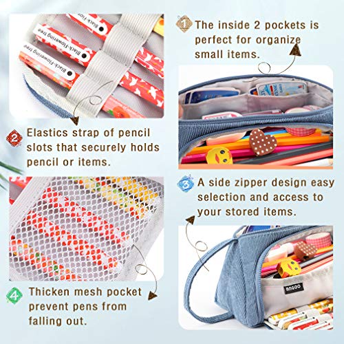 iSuperb Big Capacity Pencil Case Corduroy Large Pencil Pouch Portable Pen Bag Zipper Organizer Makeup Cosmetic Bags for Women Office