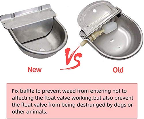 Upgraded Stainless Steel Automatic Livestock Waterer Bowl with Float Valve and Extra Drain Plug, Farm Grade Stock Water Trough for Horse,Goat, Dog,Pig Water(Comes with 2 Drain Plugs)