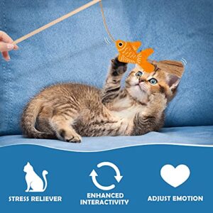 CiyvoLyeen Goldfishes Cat Wand Catnip Toys with Tassels Kitten Fishes Teaser Chew Knickknack Interactive Fishing Rod Pillows Catmint Plush Kitty Plaything Gift Ideas Set of 4