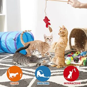 CiyvoLyeen Goldfishes Cat Wand Catnip Toys with Tassels Kitten Fishes Teaser Chew Knickknack Interactive Fishing Rod Pillows Catmint Plush Kitty Plaything Gift Ideas Set of 4