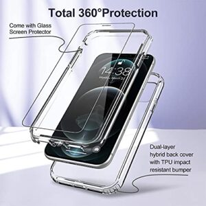 DorisMax iPhone 12 Pro Max Case,with [2 x Glass Screen Protector],Crystal Clear TPU Cover+Hard PC Bumper,Military Grade Shockproof Protective Phone Case for Apple iPhone 12 Pro Max 6.7" Clear