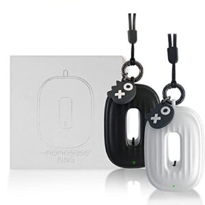 nanosase ring personal air purifier necklace v2.0 mini ionic wearable for kids, adults, healthy negative ion therapy, filterless mobile air ionizer by igozen. (bns black + white, 2 pack)