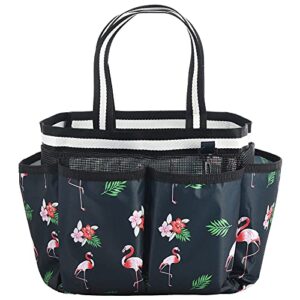 alink mesh shower caddy basket, portable travel toiletry bag for college dorm bathroom gym - flamingo design