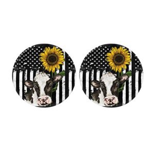 uzzuhi sunflower cow print car coasters for women cup holders drinks 2.8" polyester cup coaster soft car cup pad mat for car living room kitchen office to protect car and furniture,aqua cartoon waves