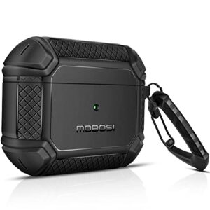 mobosi compatible with airpods 3 case, rugged corner shock absorbing hard case cover, full-body protective case with keychain for airpods 3rd generation charging case, black