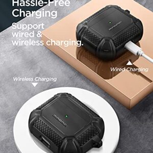 MOBOSI Compatible with AirPods 3 Case, Rugged Corner Shock Absorbing Hard Case Cover, Full-Body Protective Case with Keychain for AirPods 3rd Generation Charging Case, Black