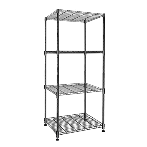 N&F Hlyluoyi 4-Shelf Storage Rack, Garage Shelves Heavy Duty，Metal Shelving with Wheels, 165 Pounds Per Utility Shelf Unit, Wire Rack Organizer, Black(13.4D x 23.2W x 49.8H)