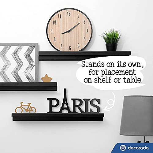 Paris Decor for Bedroom - Word Sign (Black) Paris Themed Party Decorations - Eiffel Tower Decor - Paris Wall Decor - French Decor - Paris Bathroom Decor - Paris Themed Bedroom Decor // Decorada