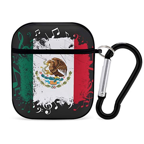 Musical Mexico Flag Airpods Case Cover for Apple AirPods 2&1 Cute Airpod Case for Boys Girls Silicone Protective Skin Airpods Accessories with Keychain