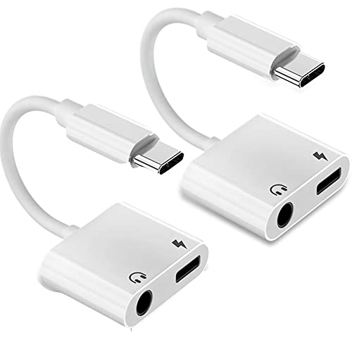 2-Pack USB-C to 3.5mm Headphone Adapter with 30W PD Fast Charging - Compatible with Samsung Galaxy S22/S21/S20 Ultra, Note10, Google Pixel 7/6/5/4/3, MacBook, iPad Pro & More