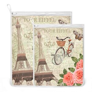 paris vintage eiffel tower laundry mesh bag delicates lingerie laundry wash bag heavy duty with zipper laundry sock bag for packing travelling washing