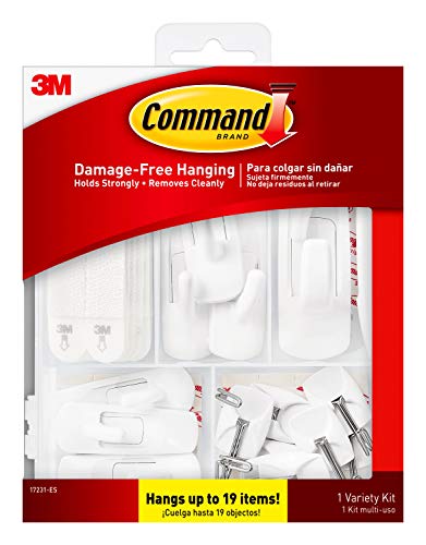 Command General Purpose Variety Kit, Hangs Up to 19 Items, Organize Damage-Free & Picture Hanging Kit, Indoor Use, Hangs up to 15 Pictures