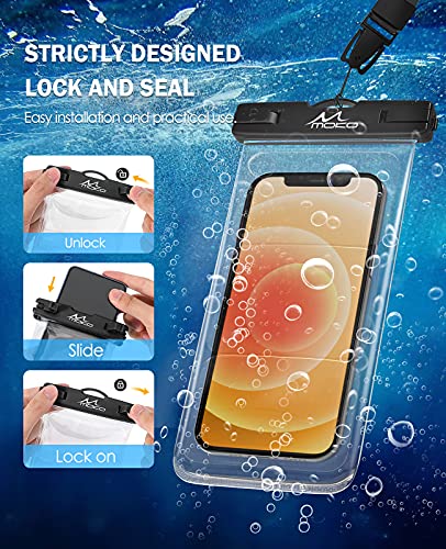 MoKo Waterproof Phone Case 2 Pack, IPX8 Underwater Phone Pouch Dry Bag Compatible with iPhone 14 13 12 11 Pro Max X/Xr/Xs/8/7 Plus, Galaxy S21/S20 Plus/Note 10/9 up to 7.4"