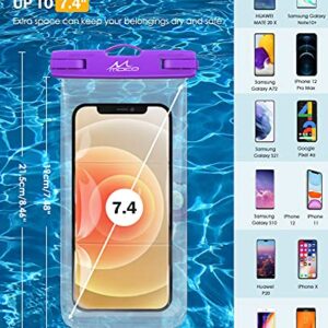 MoKo Waterproof Phone Case 2 Pack, IPX8 Underwater Phone Pouch Dry Bag Compatible with iPhone 14 13 12 11 Pro Max X/Xr/Xs/8/7 Plus, Galaxy S21/S20 Plus/Note 10/9 up to 7.4"