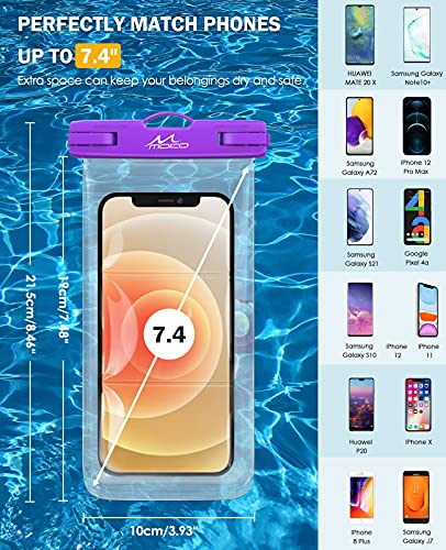 MoKo Waterproof Phone Case 2 Pack, IPX8 Underwater Phone Pouch Dry Bag Compatible with iPhone 14 13 12 11 Pro Max X/Xr/Xs/8/7 Plus, Galaxy S21/S20 Plus/Note 10/9 up to 7.4"