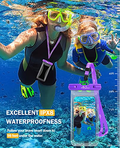 MoKo Waterproof Phone Case 2 Pack, IPX8 Underwater Phone Pouch Dry Bag Compatible with iPhone 14 13 12 11 Pro Max X/Xr/Xs/8/7 Plus, Galaxy S21/S20 Plus/Note 10/9 up to 7.4"