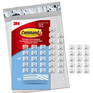 Command General Purpose Variety Kit, Hangs Up to 19 Items, Organize Damage-Free & Clear Mini Light Clips, 45 Clips, 54 Strips - Easy to Open Packaging, Decorate Damage-Free