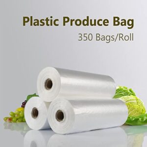 OausTect 12" X 16" Plastic Produce Bag 1 Roll, Clear Food Storage Bags for Fruits Vegetable, 350 Bags/Roll