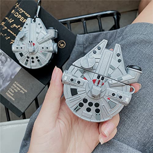 AirPods Pro Case Cover,3D Cartoon Soft Silicone Protective Cover Millenium Falcon Fashion Character Silicone Cartoon Airpod Skin Fun Funny Cool Keychain Kids Teens Cases Airpod pro 