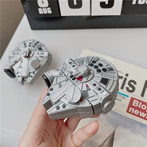 AirPods Pro Case Cover,3D Cartoon Soft Silicone Protective Cover Millenium Falcon Fashion Character Silicone Cartoon Airpod Skin Fun Funny Cool Keychain Kids Teens Cases Airpod pro 