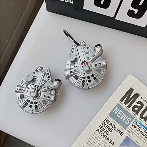 AirPods Pro Case Cover,3D Cartoon Soft Silicone Protective Cover Millenium Falcon Fashion Character Silicone Cartoon Airpod Skin Fun Funny Cool Keychain Kids Teens Cases Airpod pro 