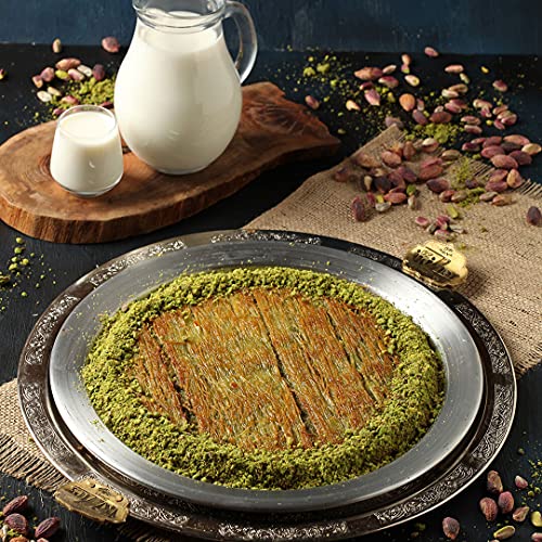 Kunefe Plates Set of 3, Kunafa Dough Serving Plates, Kataifi Dough Silver Plates, Aluminum Plates for Kunafa Shredded Dough, Turkish Kunefe Serving Plates (Small 5 in)