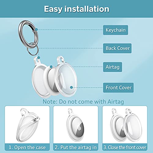 [2 Pack] Fintie Protective Case for AirTag, Lightweight Soft TPU Skin Cover with Keychain, Portable Anti-Lost Scratch Resistant Holder Accessory for Airtags 2021 Finder Tracker, Clear