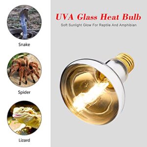 Reptile Heat Lamp Power Sun Light 75W Full Spectrum UVA UVB Bulb Reptile Basking Light Daylight Bulb Pet Light for Bearded Dragon Lizard Tortoise Snake Chameleon,2 Pack