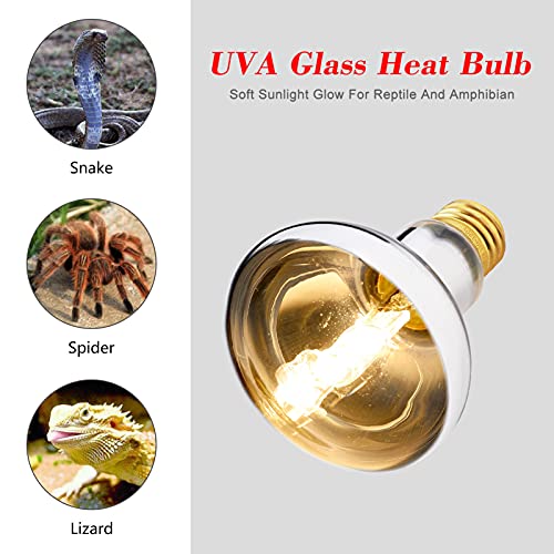 Reptile Heat Lamp Power Sun Light 75W Full Spectrum UVA UVB Bulb Reptile Basking Light Daylight Bulb Pet Light for Bearded Dragon Lizard Tortoise Snake Chameleon,2 Pack