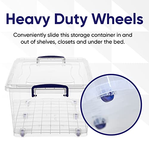 Superio Storage Containers With Wheels (2 Pack), Stackable Large Storage Containers With Lids, Durable Latches (32 Qt)