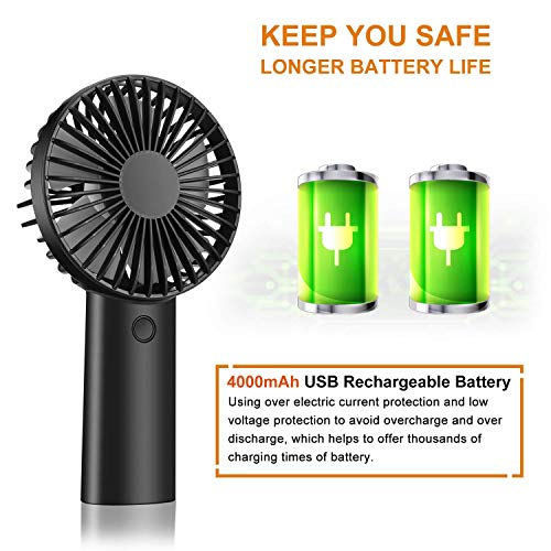 YunTuo Portable Handheld Fan, 4000mAh Battery Operated Rechargeable Personal Fan, 6-15 Hours Working Time for Outdoor Activities, Summer Gift for Men Women