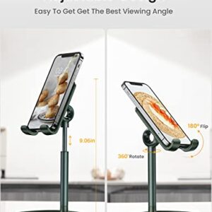 LISEN Cell Phone Stand,Angle Height Adjustable Stable Cell Phone Stand for Desk,Sturdy Aluminum Metal Phone Holder (Green)