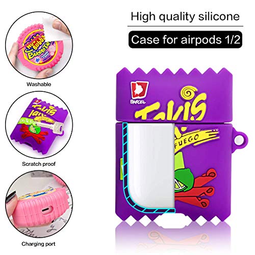 [2Pack] Airpods 2&1 Case, Soft Silicone Takis Potato Chips+Bubba Candy Case, 3D Cute Funny Fun Cartoon Kawaii Food Fashion AirPod Cover with Keychain, Airpod Skin Accessories for Kids Teens Boys Girls