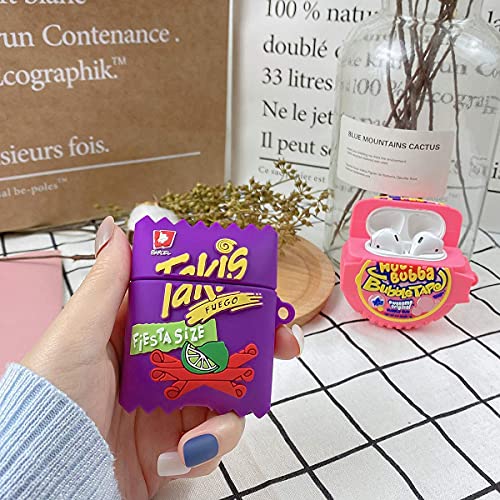 [2Pack] Airpods 2&1 Case, Soft Silicone Takis Potato Chips+Bubba Candy Case, 3D Cute Funny Fun Cartoon Kawaii Food Fashion AirPod Cover with Keychain, Airpod Skin Accessories for Kids Teens Boys Girls