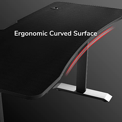 Sleepmax Gaming/Computer Desk 63 Inch, T-Shaped Gaming/Computer Table with Large Mouse Pad, Black PC Desk Gamer Setup with Cup Holder and Headphone Hook for Home/Office