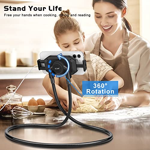 B-Land Upgrade Phone Holder for Neck, Lazy Gooseneck Cell Phone Holder for Bed Hands Free Neck Phone Holder Universal Mobile Phone Stand Tablet Holder for 4-11” Phones & Tablets (Black)