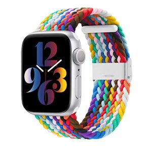 bandiction braided solo loop stretchy elastic band compatible with apple watch band 38mm 40mm 42mm 44mm 41mm 45mm 49mm, iwatch bands women men with buckle for iwatch ultra series 8/7/6/se/5/4/3/2/1