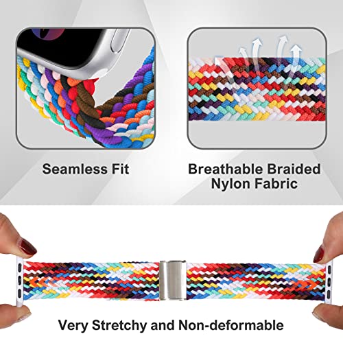 Bandiction Braided Solo Loop Stretchy Elastic Band Compatible with Apple Watch Band 38mm 40mm 42mm 44mm 41mm 45mm 49mm, iWatch Bands Women Men with Buckle for iWatch Ultra Series 8/7/6/SE/5/4/3/2/1