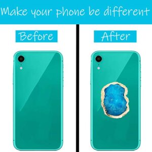 HUAGASION Crystal Phone Grip Holder - Gemstone Natural Stone Crystal Phone Grip for iPhone - Phone Grip Holder for Cell Phone and Tablets (Blue)