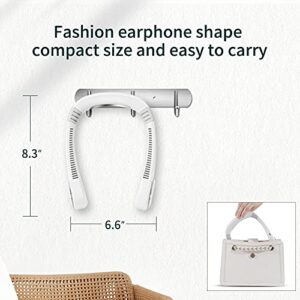 Dafansu Portable Neck Fan, Small Rechargeable Bladeless Personal Fan, Wearable air conditioner, 3000mAh Battery, With Strong Wind, and Low Noise, Headphone Design, 3 Speeds Adjustable (White)