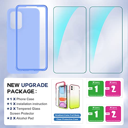 LeYi for Samsung A52 Case, Galaxy A52 5G Case with [2 x Tempered Glass Screen Protector & Lens Protector], Full-Body Shockproof Soft Liquid Silicone Protective Phone Case for Galaxy A52 5G, Violet