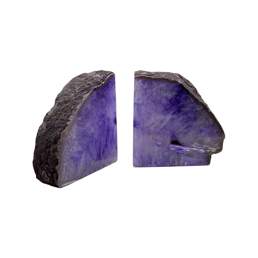 Artisansmx Natural Agate Home Decor Unique Brazilian Stone Bookends Pair Purple 6-8 Lbs.