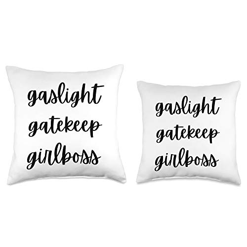 Gaslight Gatekeep Girlboss Tees Gaslight Gatekeep Girlboss Throw Pillow, 16x16, Multicolor