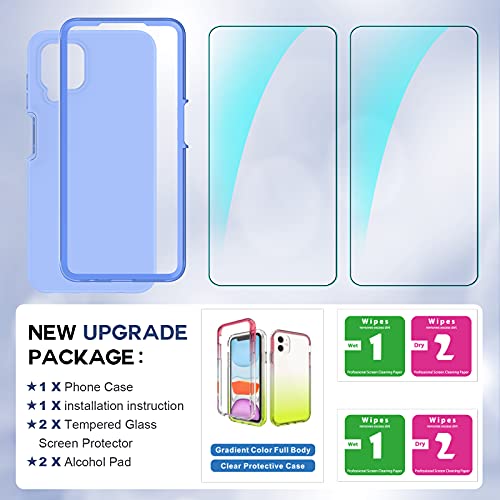 LeYi for Samsung Galaxy A12 Case, Samsung A12 Phone Case with [2 x Tempered Glass Screen Protector], Full-Body Shockproof Soft Liquid Silicone Hybrid Phone Cover Case for Galaxy A12 5G, Violet